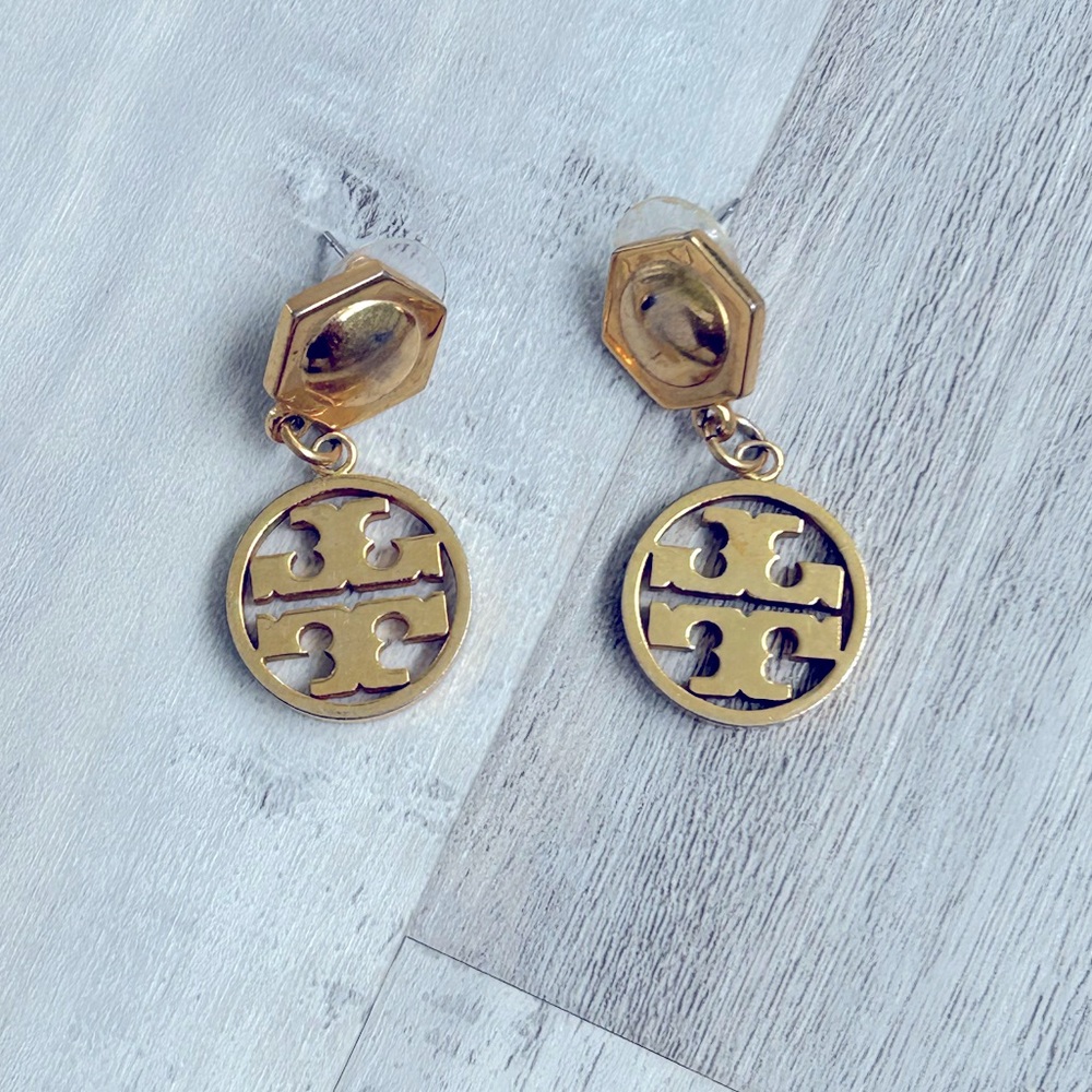 Tory Burch icon logo gold earrings